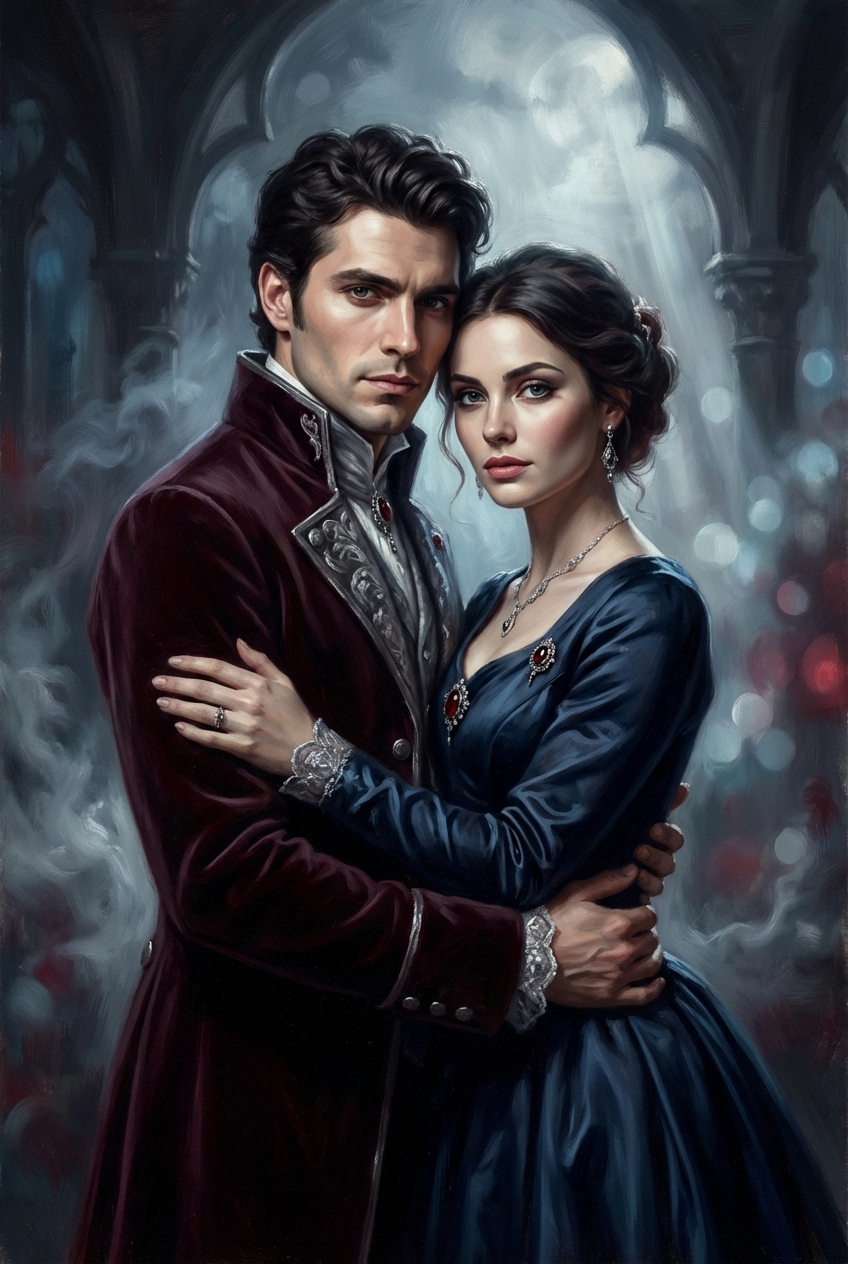 Dracula Couple Portrait - Romantic Gothic Elegance