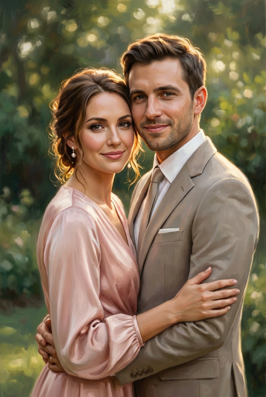 Timeless Romance Couple Portrait Canvas - Personalized Art