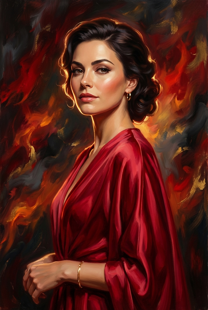 Fiery Elegance: Bold Portrait Art for Him