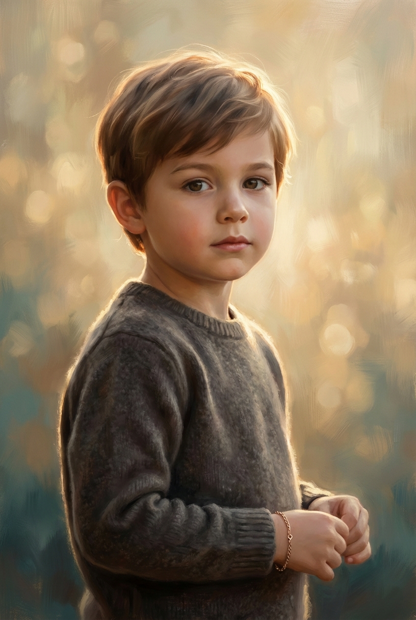 Timeless Elegance Boy Portrait Art Canvas