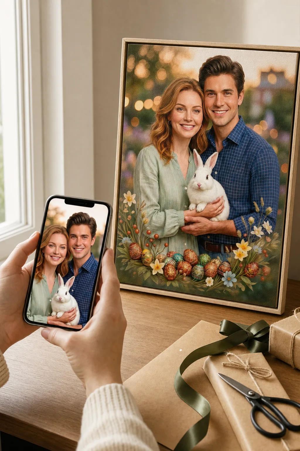 Photo-to-canvas process for Valentine’s Day gift for them couple portrait
