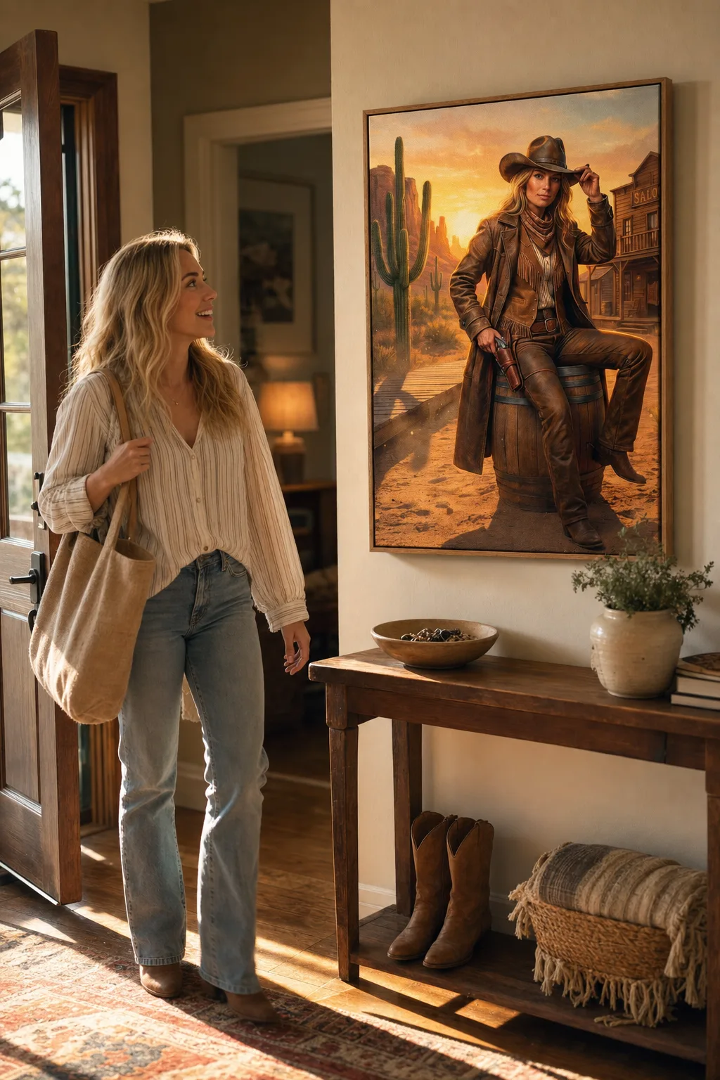 Romantic gift ideas that make her cry, entryway Western portrait surprise
