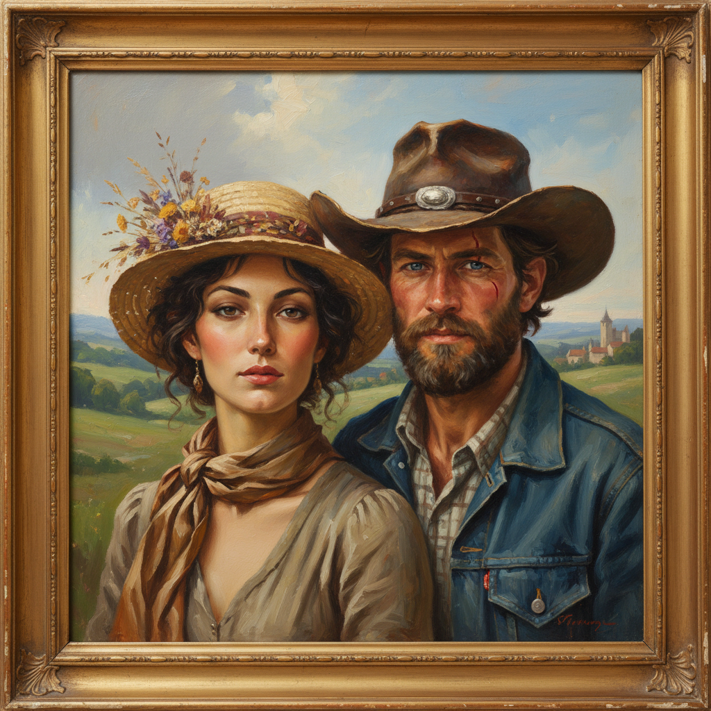 Moto Couple Night Ride — Neon City — Canvas - Best Christmas Gift Guide: Custom Portraits for All - PortraitGift