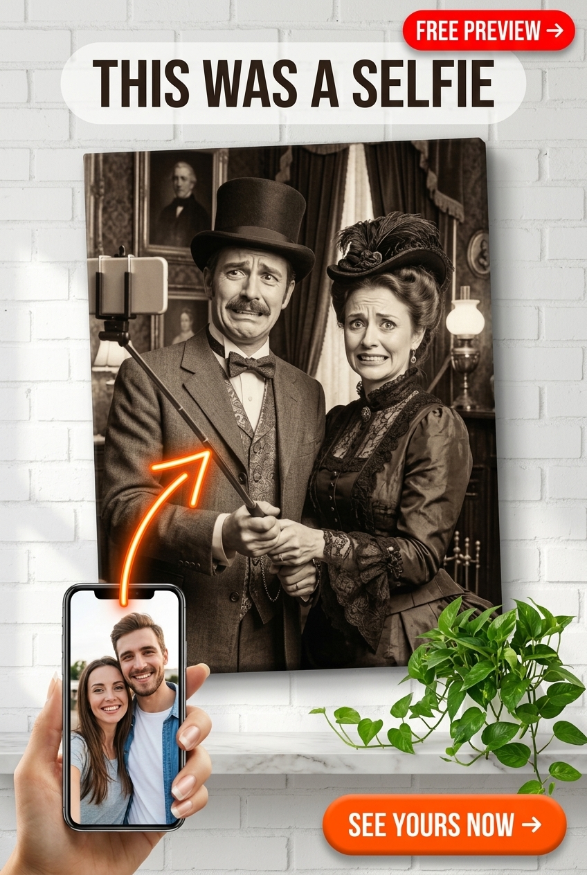 Custom Victorian Couple Portrait — Whimsical Canvas from Photo