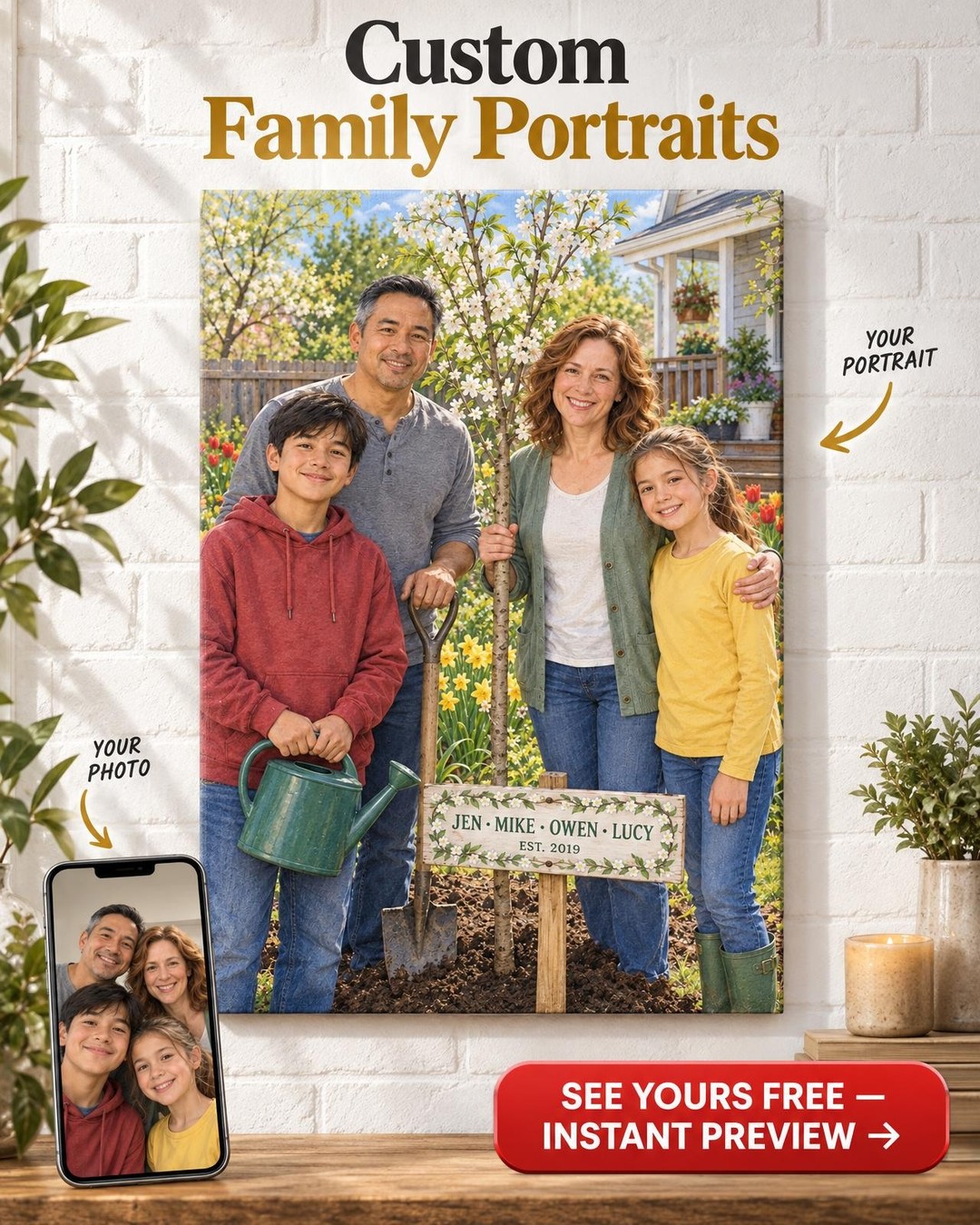 The Tree We Planted Custom Portrait from Photo | Personalized Bonus Mom Gift
