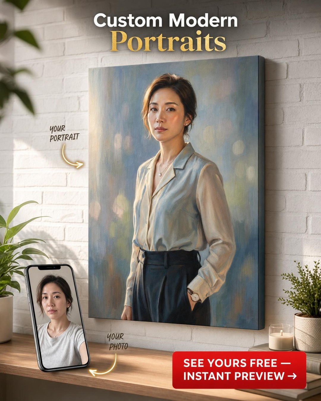 Vlastní Středeční Náladový Portrét Foto: Elegantní & Klidný