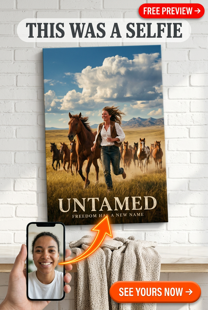 Wild Mustang Cowgirl Portrait | Personalized Cowgirl Gift