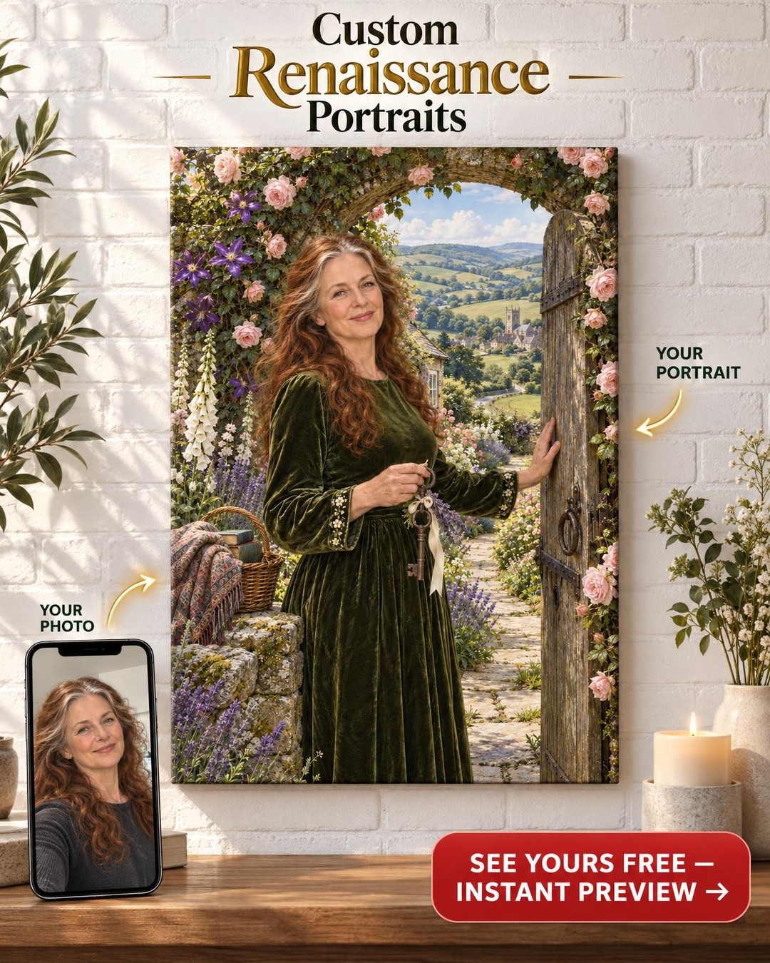 Garden Gate Custom Portrait from Photo | Personalized New Chapter Gift