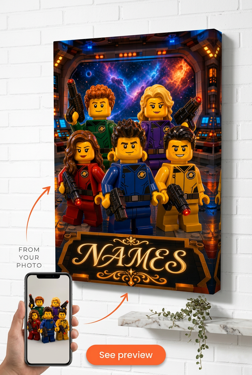 Custom Brick Minifigure Space Explorer Portrait from Photo | Personalized Gift