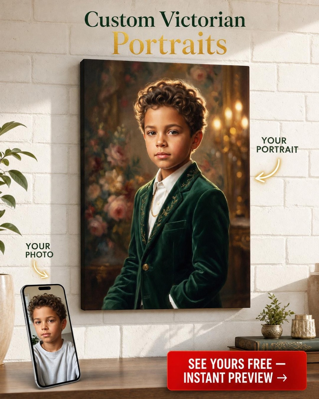 Custom Royal Boy Portrait — Regal Canvas Gift from Photo
