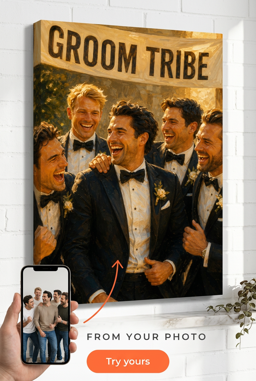 Groomsmen Gift — Groom's Celebration Portrait Canvas from Photo