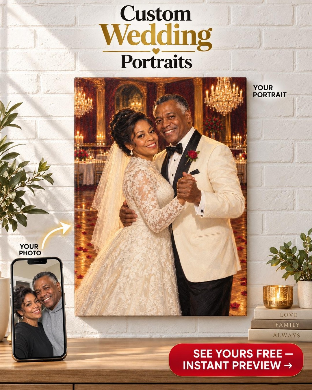 Our First Dance Couple Custom Portrait from Photo | Personalized Soul Portrait Gift