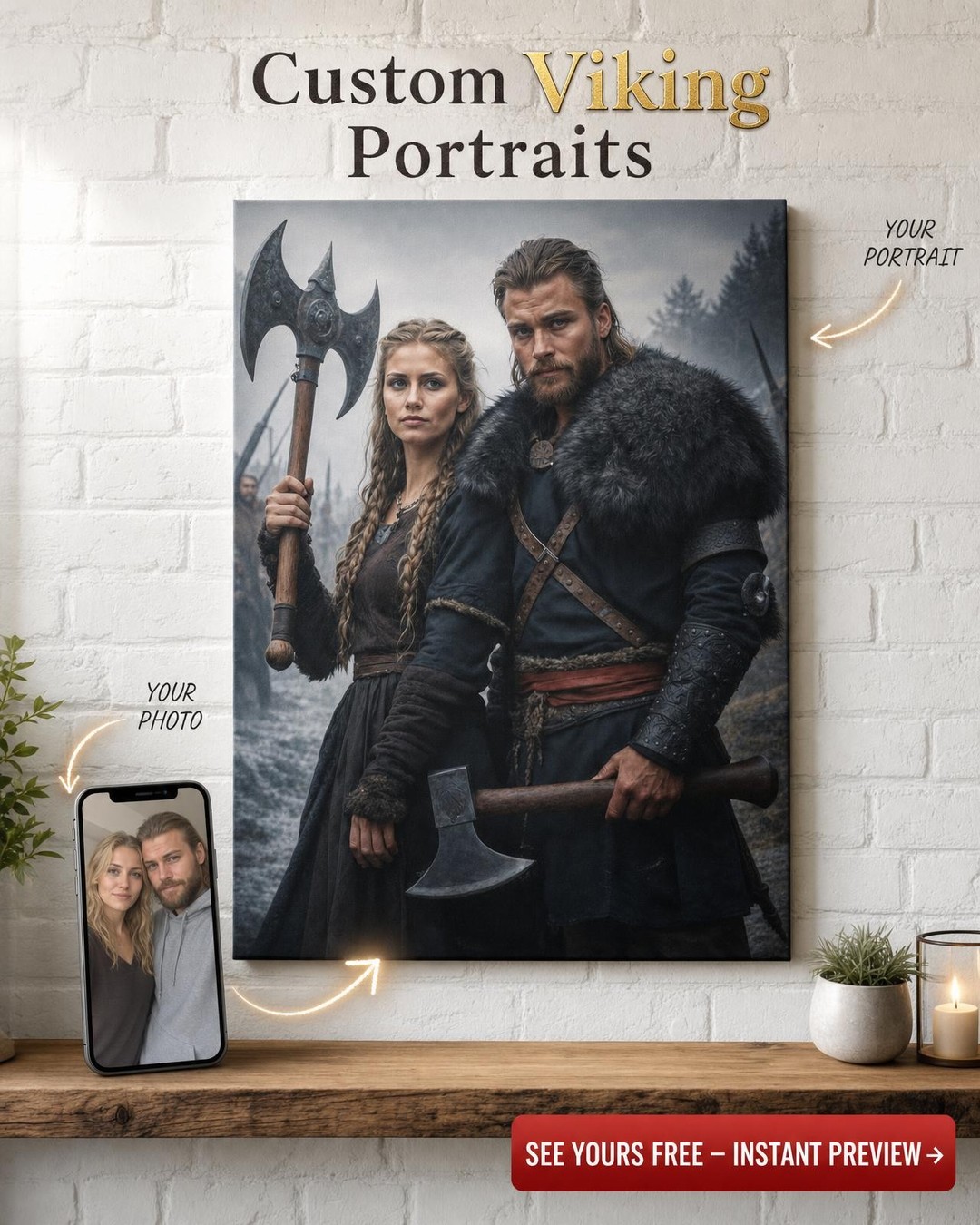 Epic Custom Viking Couple Portrait