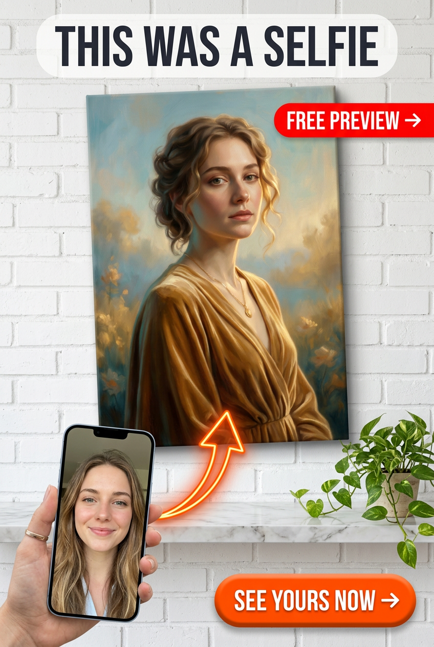 Custom Renaissance Woman Portrait — Serene Golden Elegance Canvas
