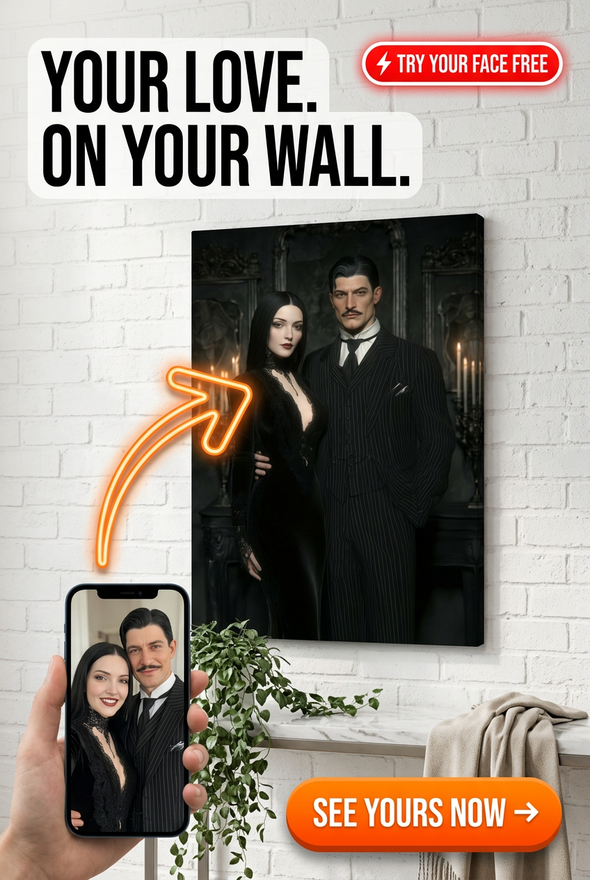 Gothic Elegance Custom Portrait from Photo | Personalized Canvas Gift for Couples