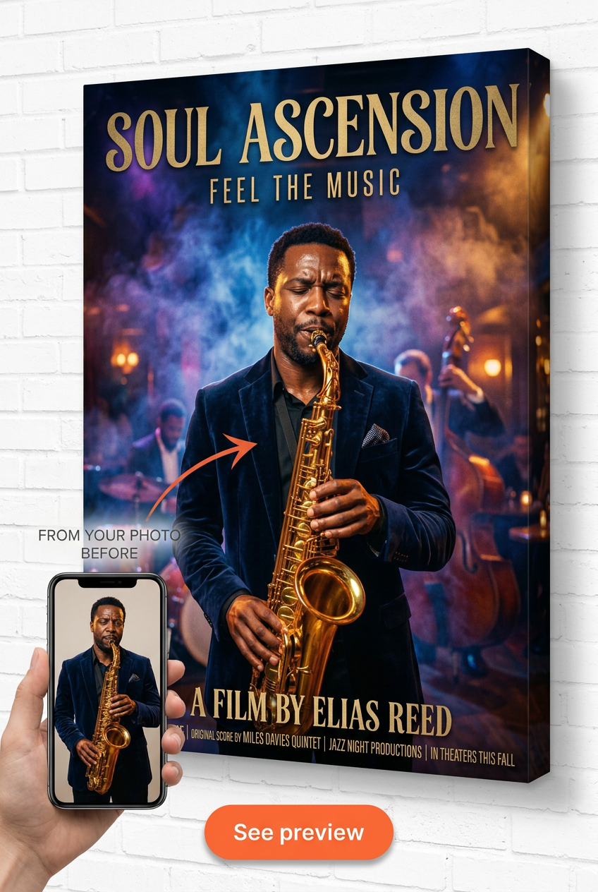 Custom Musician Man Portrait — Heroic Stage Presence Canvas