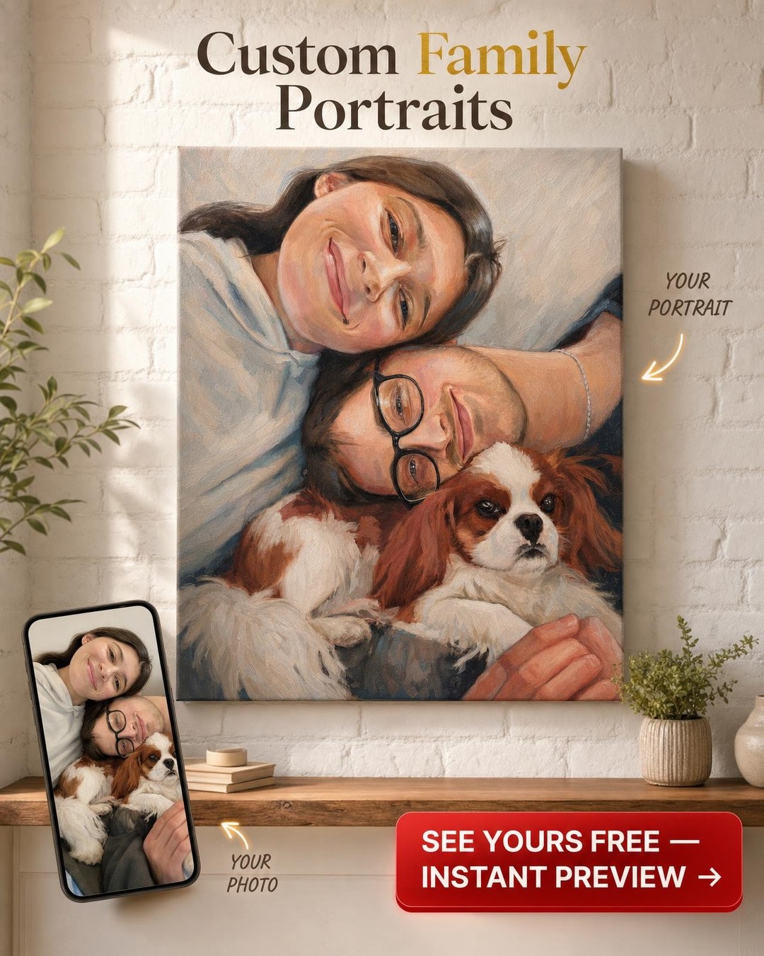 Premium Custom Portrait from Photo | Personalized Canvas Gift