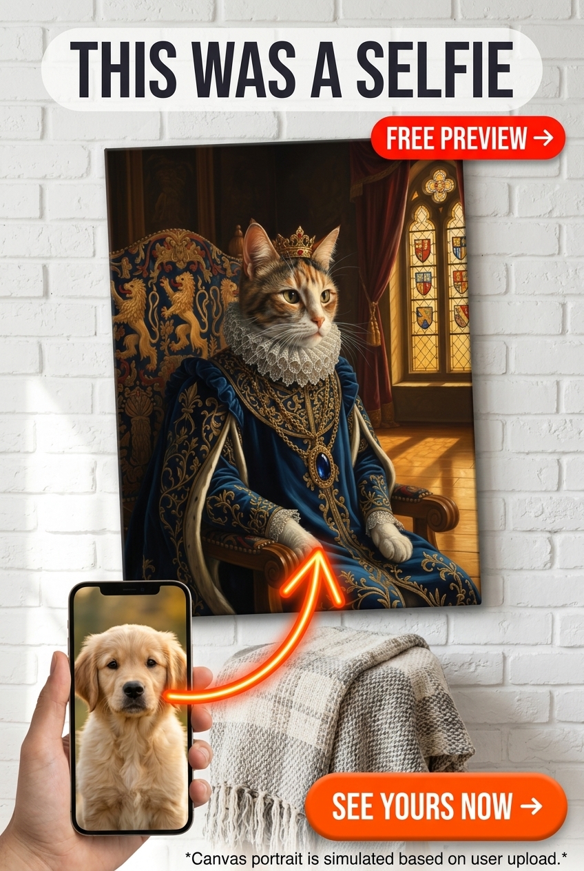 Custom Royal Cat Portrait - Regal Feline Majesty