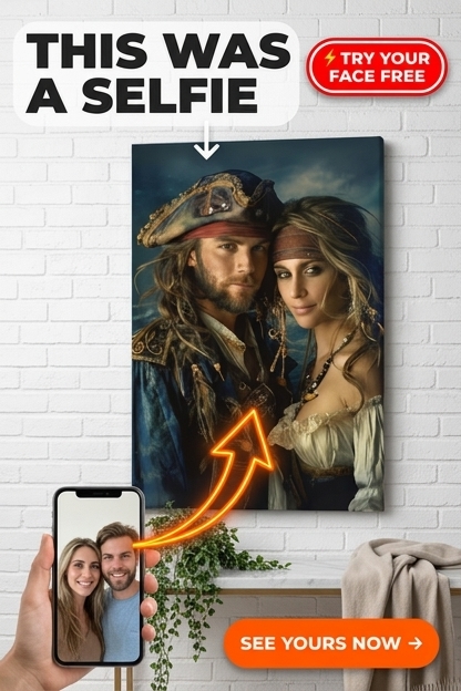 Pirate-Themed Custom Portrait from Photo | Personalized Gift for Couples