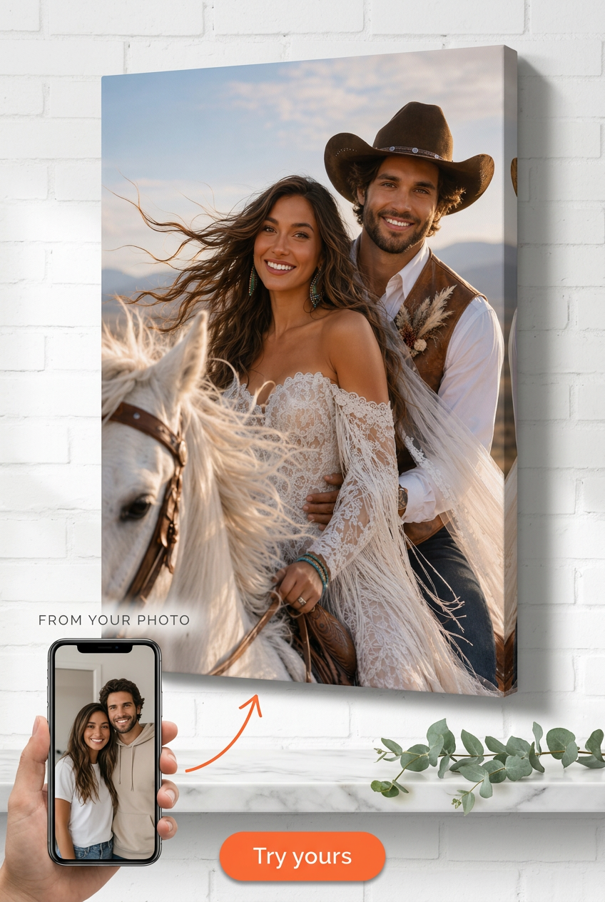 Western Equestrian Custom Portrait from Photo | Personalized Undefined Gift