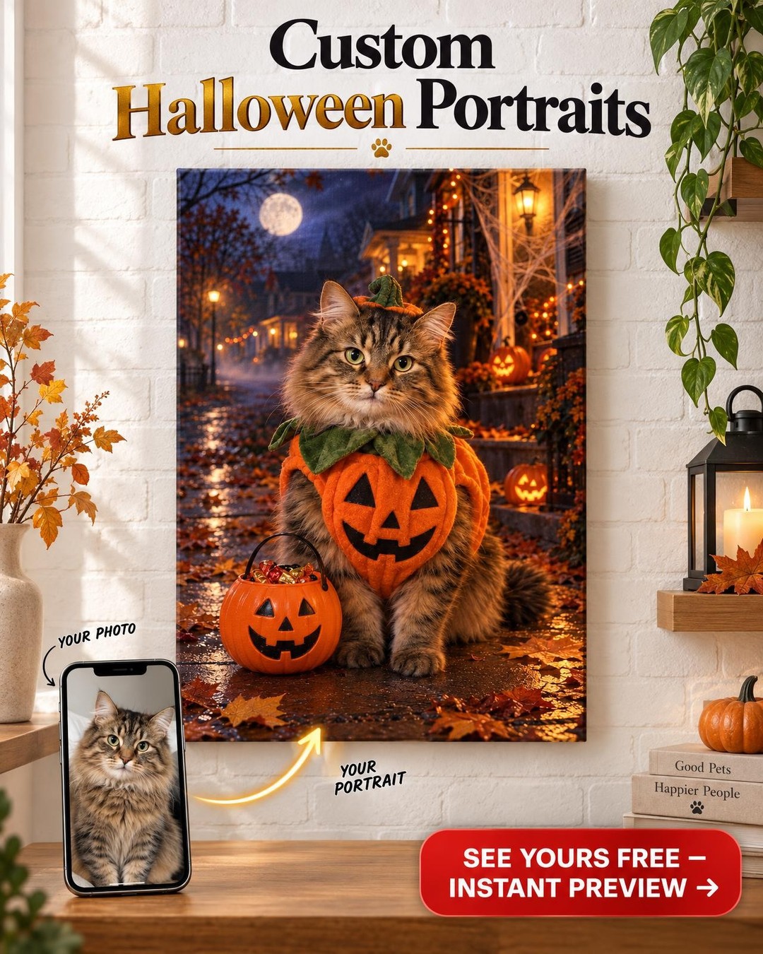 Trick-or-Treat Night Custom Portrait from Photo | Personalized Gift