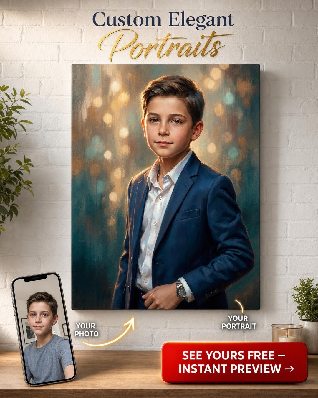 Dárek Canvas Portrét Chlapce Nadčasová Elegance
