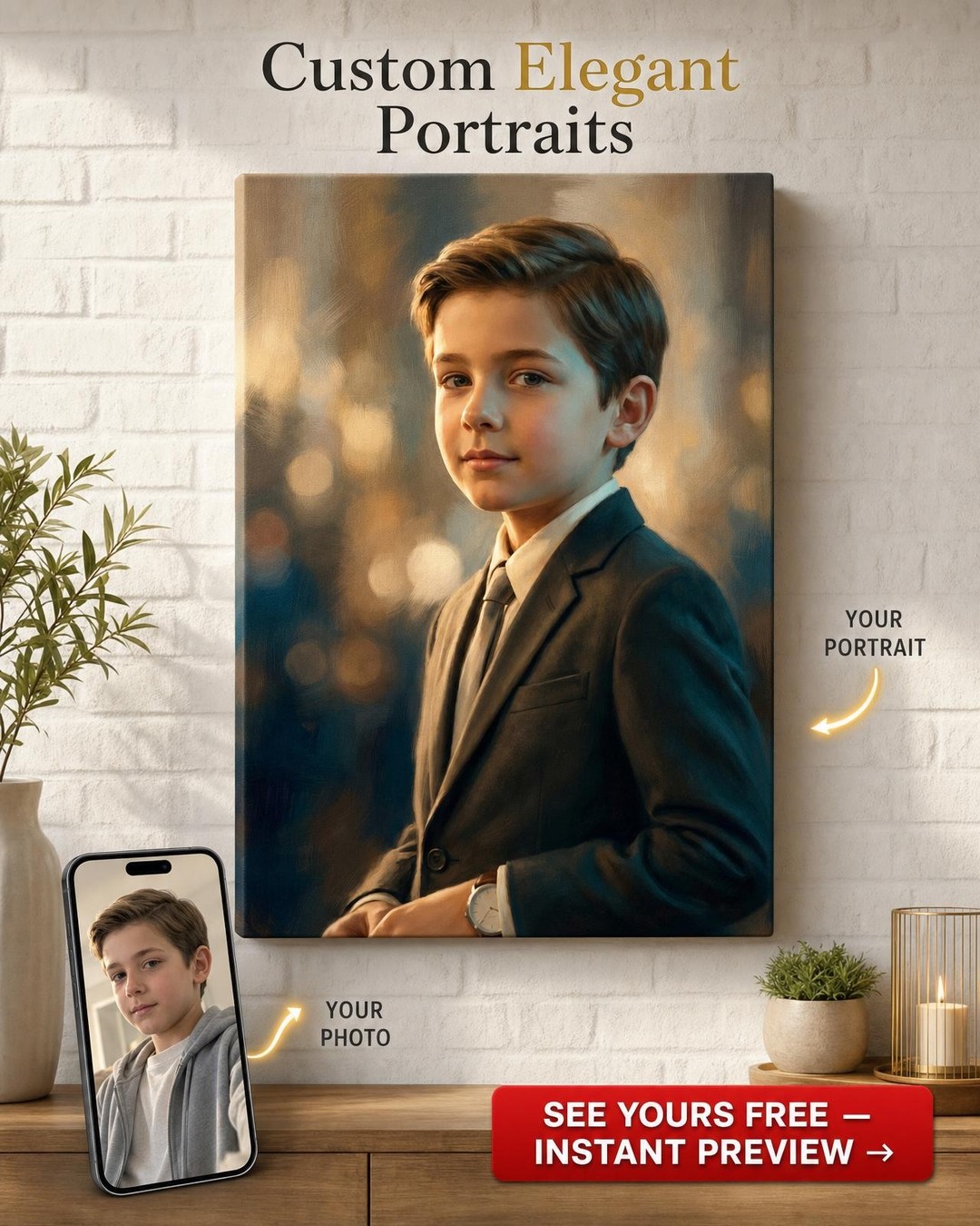 Időtlen Elegancia Egyedi Fiú Portré