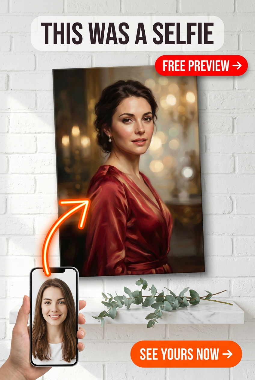 Custom Royal Woman Portrait Canvas — Regal AI Art from Photo