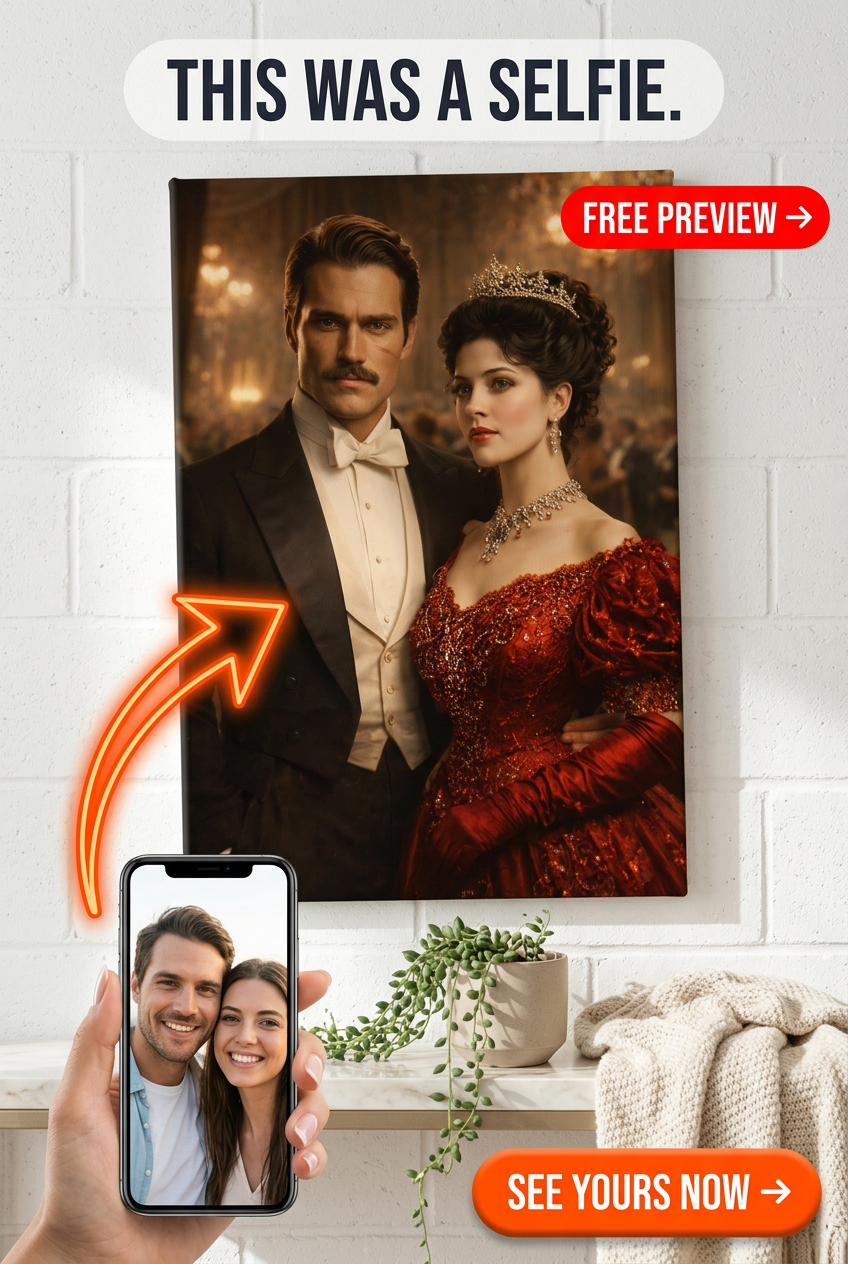 Custom Victorian Couple Portrait — Regal Canvas from Photo