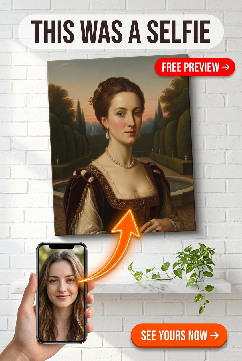 Renesansowy Portret Miłosny - Burgund i Złoto