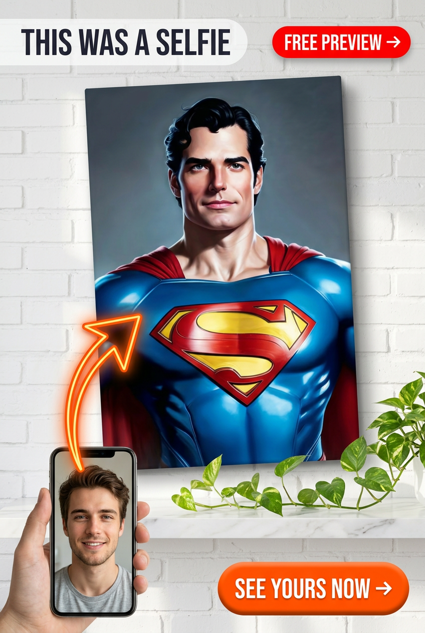 Superhero Custom Portrait from Photo | Personalized Gift for Him