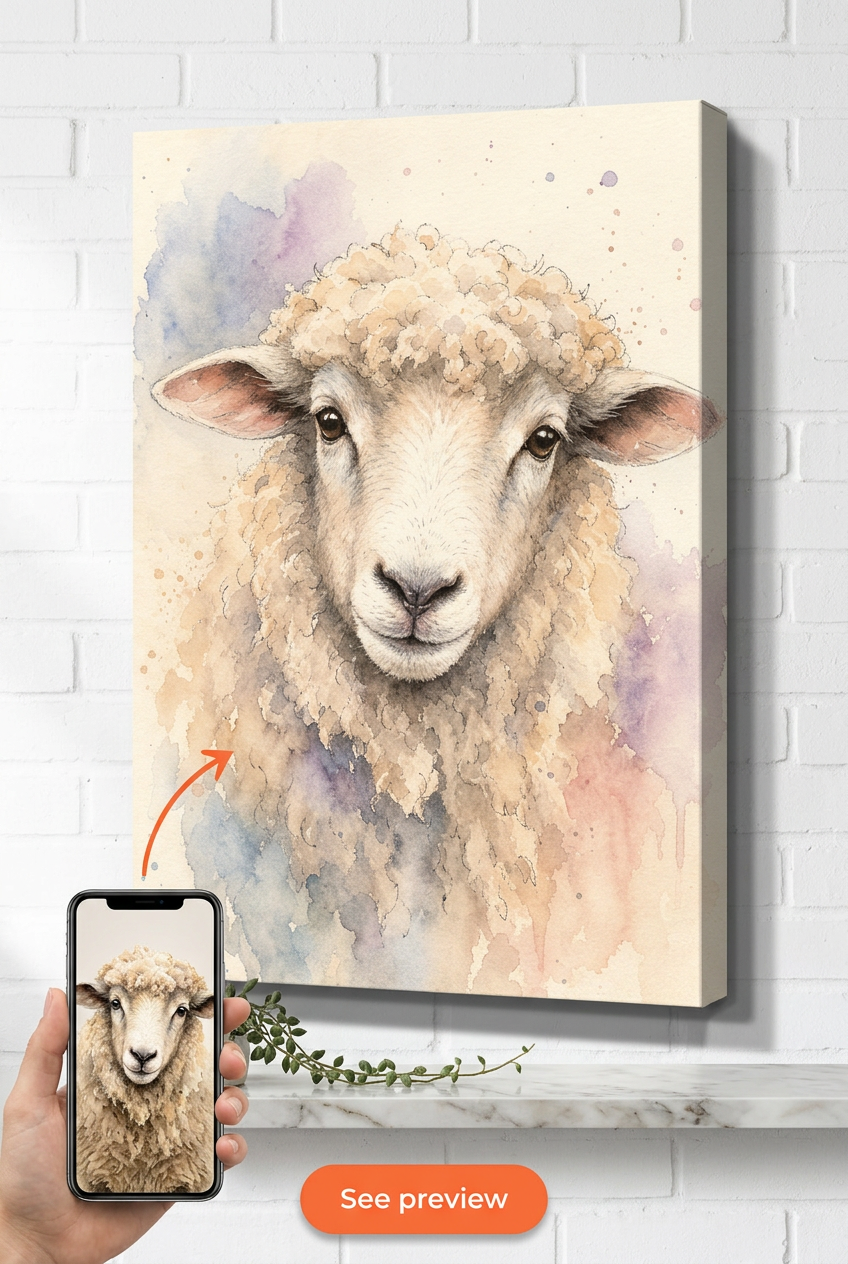 Custom Watercolor Dog Portrait — Serene Pet Canvas from Photo