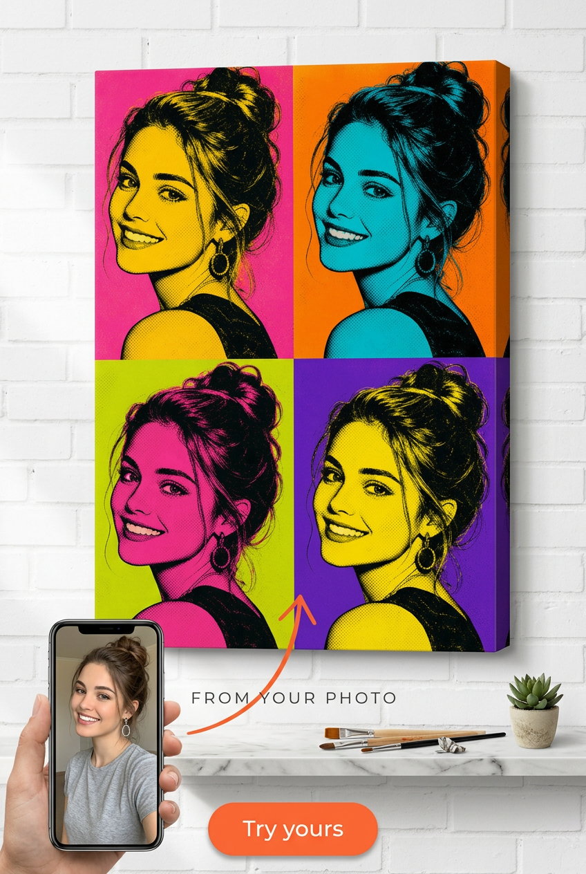 Custom PopArt Portrait for Him — Whimsical Canvas from Photo