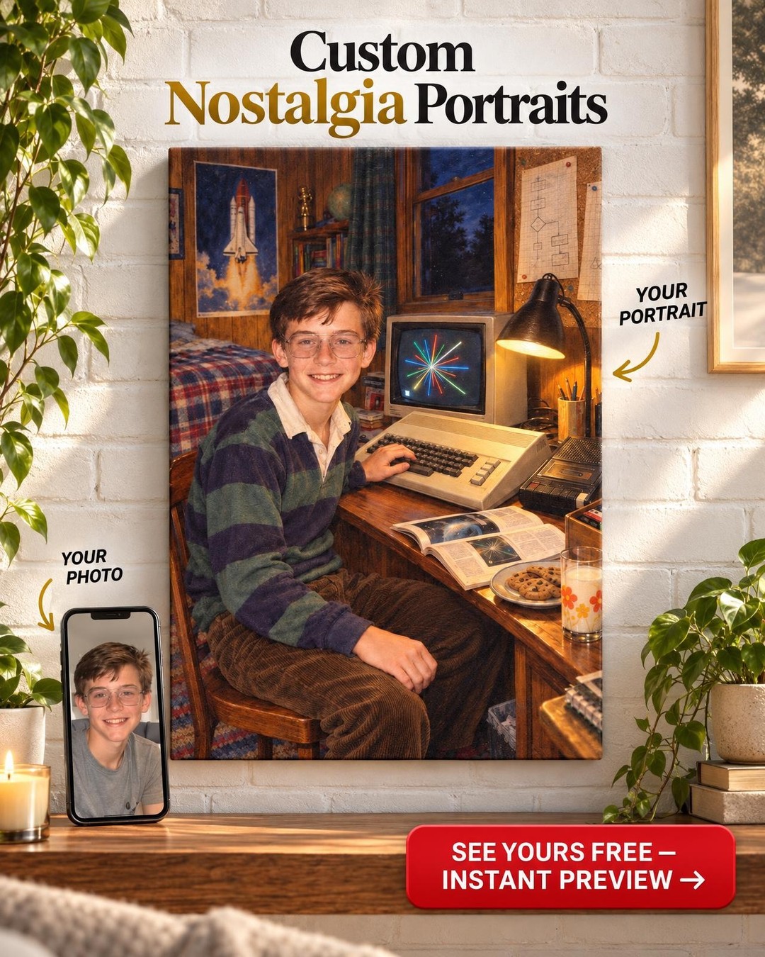 The First Program Custom Portrait from Photo | Personalized First Computer Portrait Gift