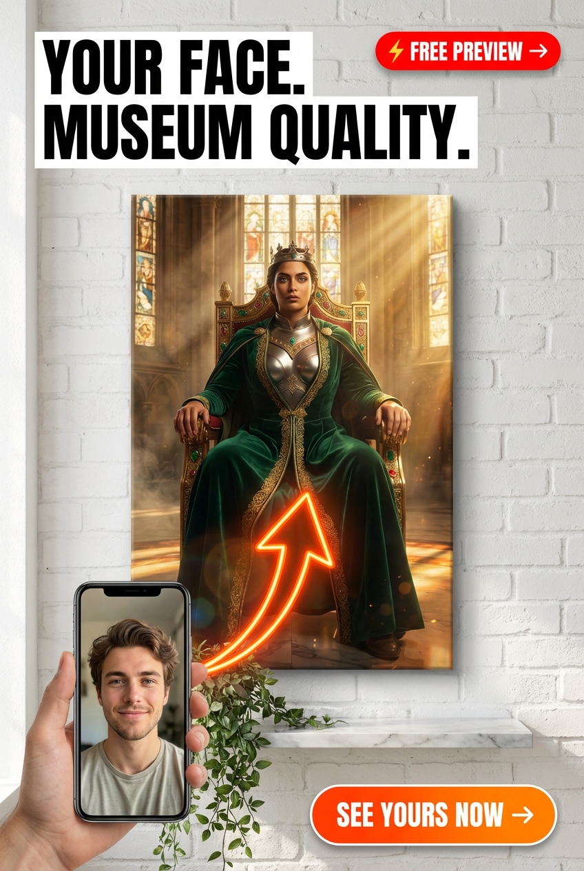 Custom Royal Man Portrait — Regal Throne Canvas for Women