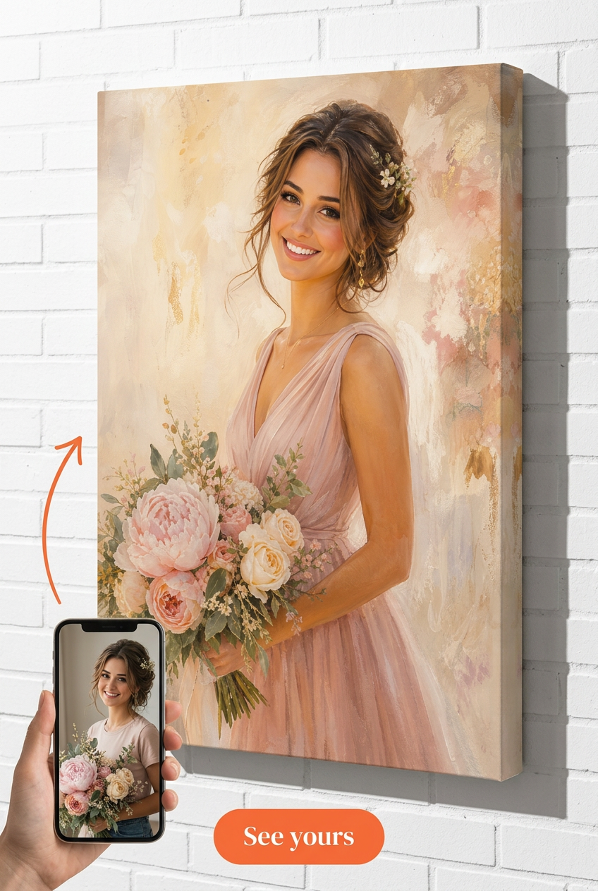 Maid of Honor Gift — Elegant Floral Canvas from Photo