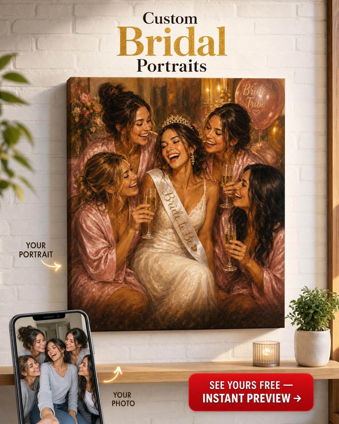 Custom Friendship Single-Woman Portrait — Bachelorette Celebration from Photo