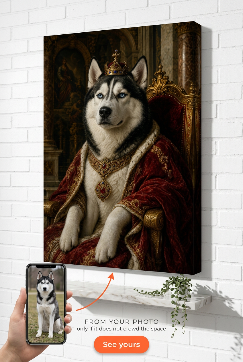Custom Royal Pet Portrait — Regal Dog Canvas
