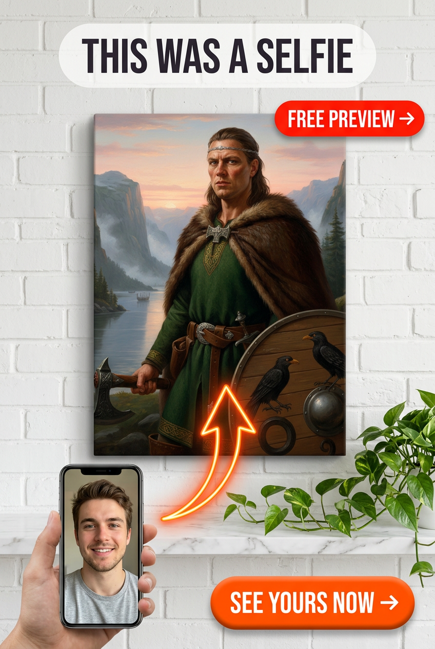Custom Viking Man Portrait — Heroic Norse Warrior Canvas