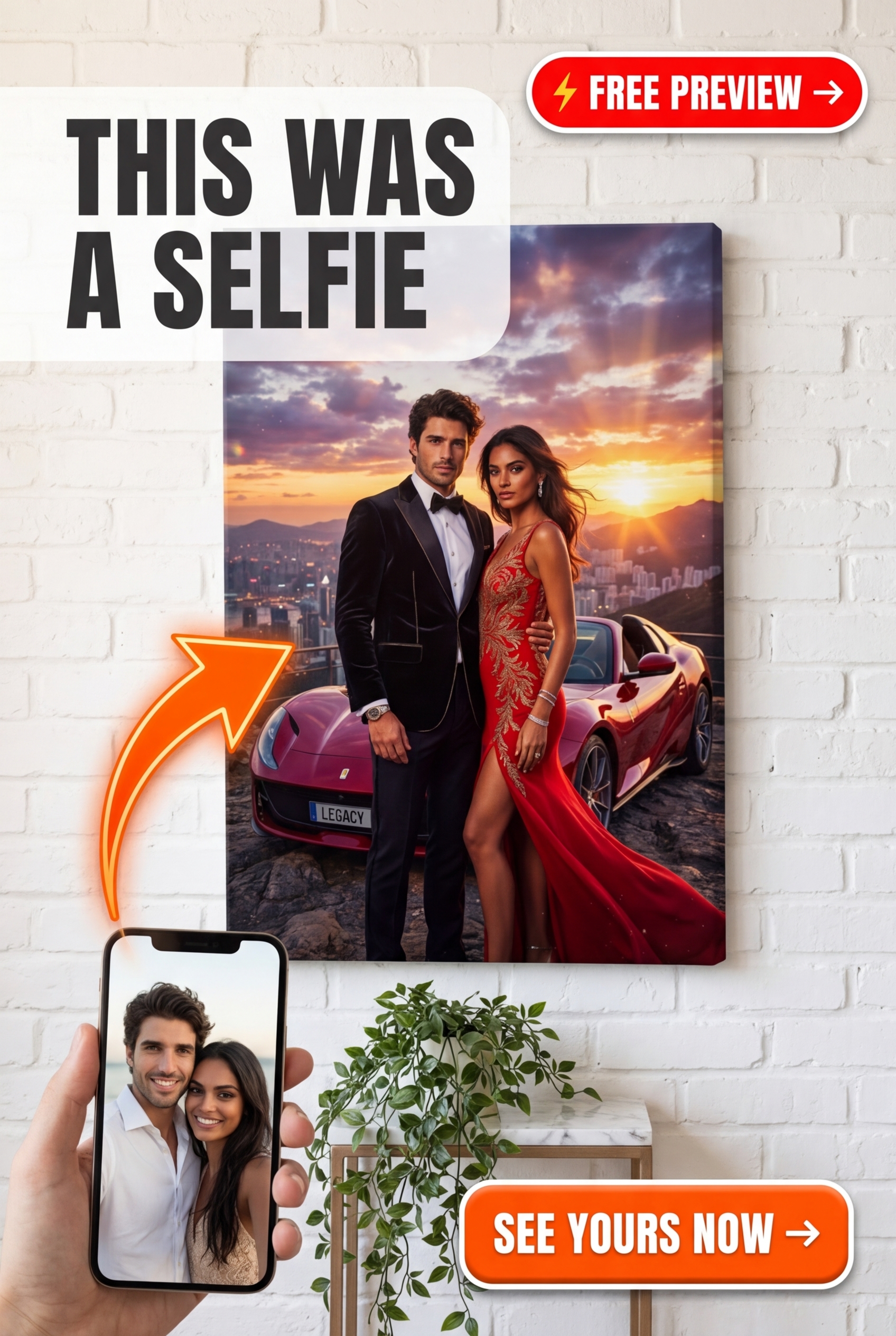Custom Royal Couple Portrait — Luxury Lifestyle Canvas from Photo