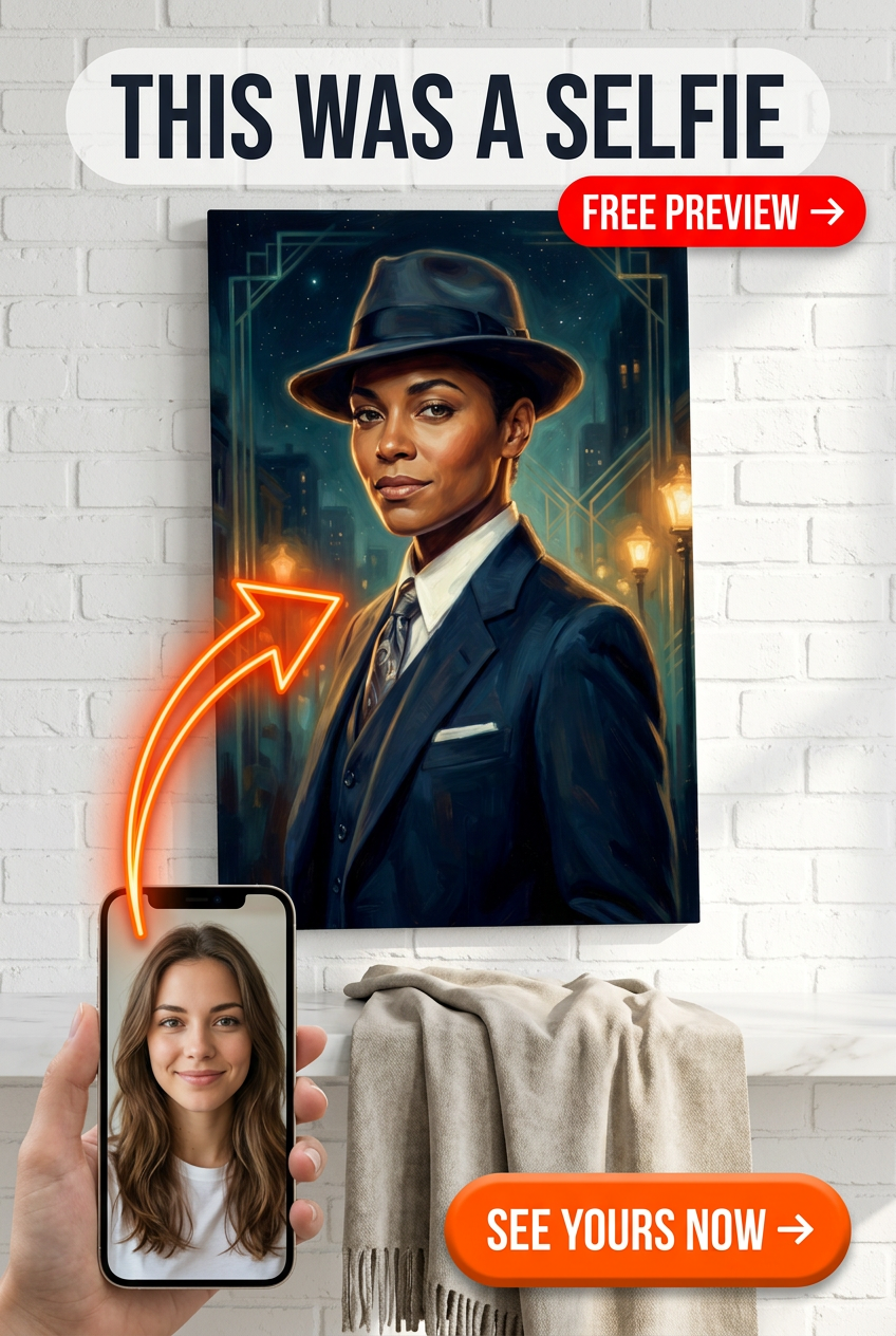 Custom Royal Woman Portrait — Whimsical City Lights Canvas