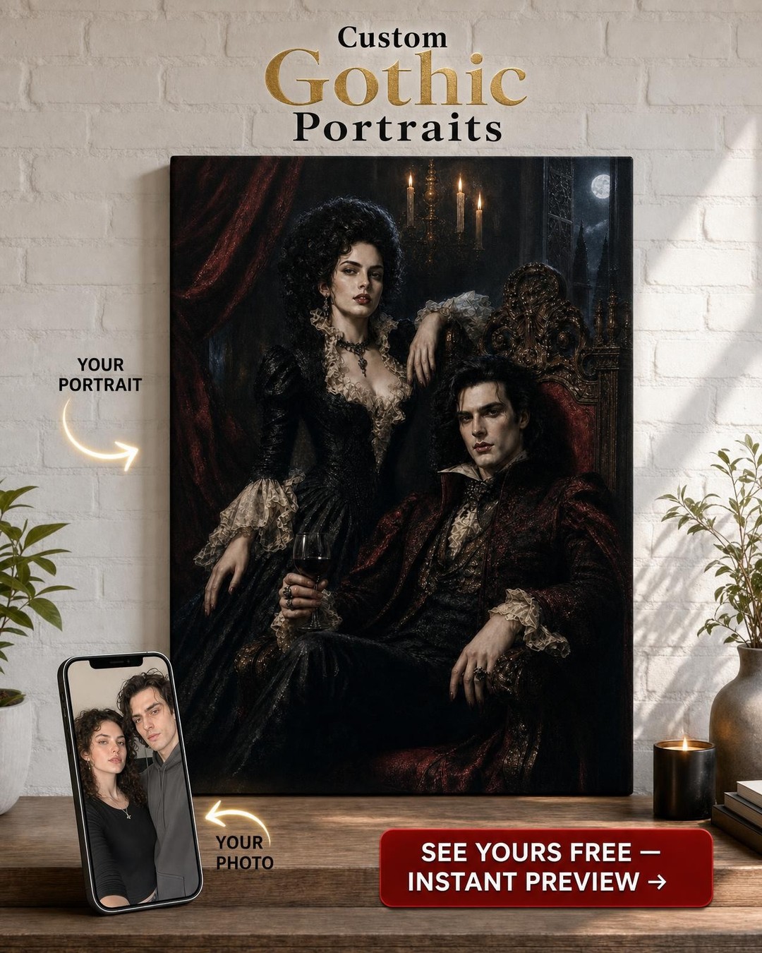 Eternal Night Vampire Couple Portrait from Photo