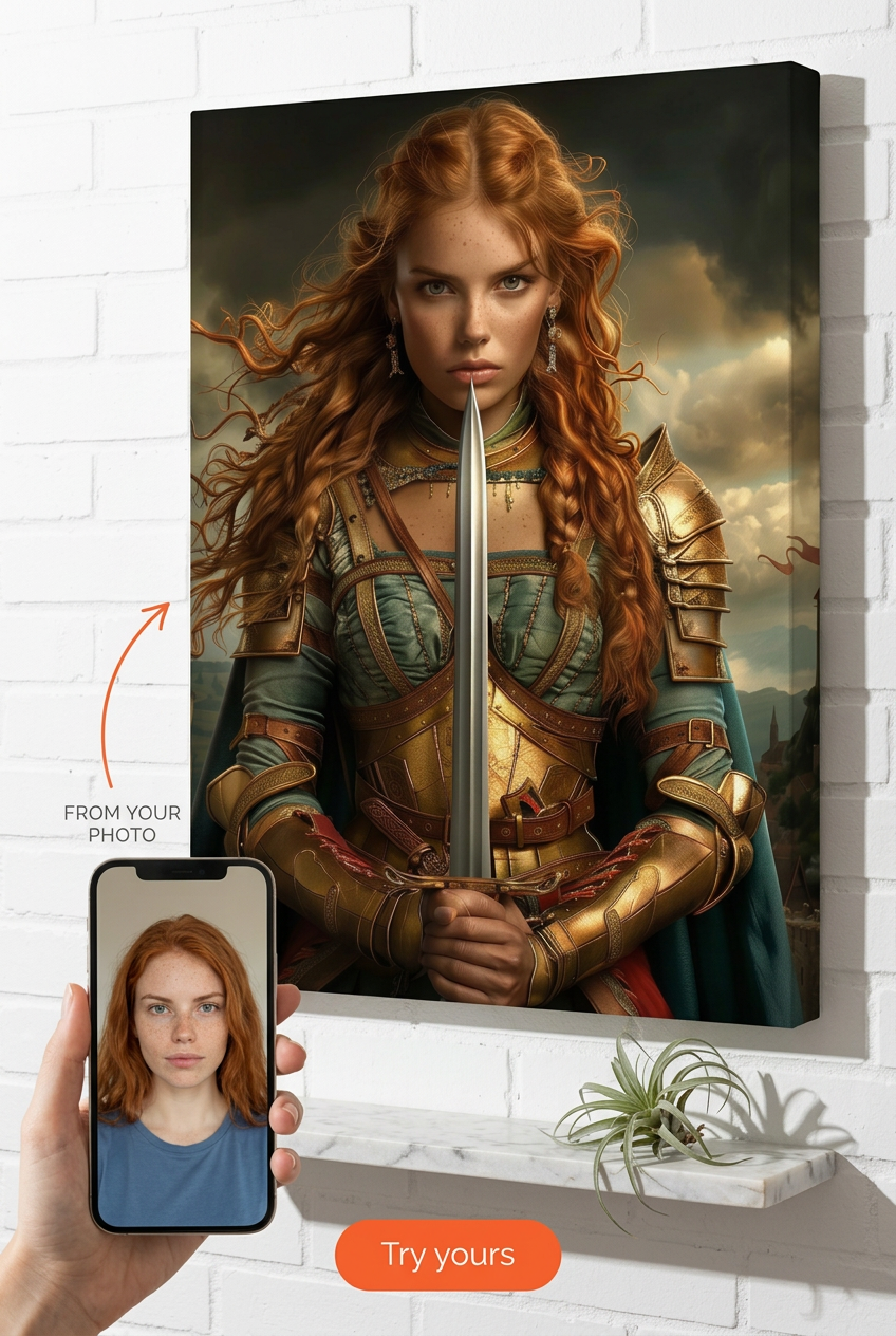 Portret na Zamówienie z Motywem Wikingów | Personalizowany Prezent dla Niej