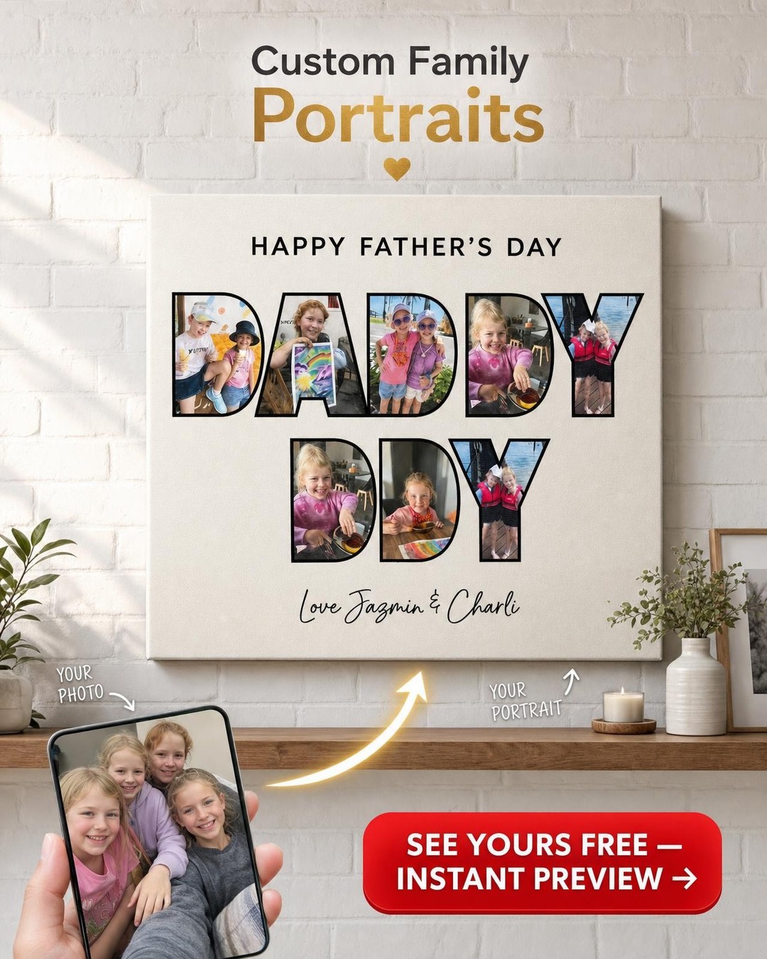 Premium Custom Portrait from Photo | Personalized Canvas Gift