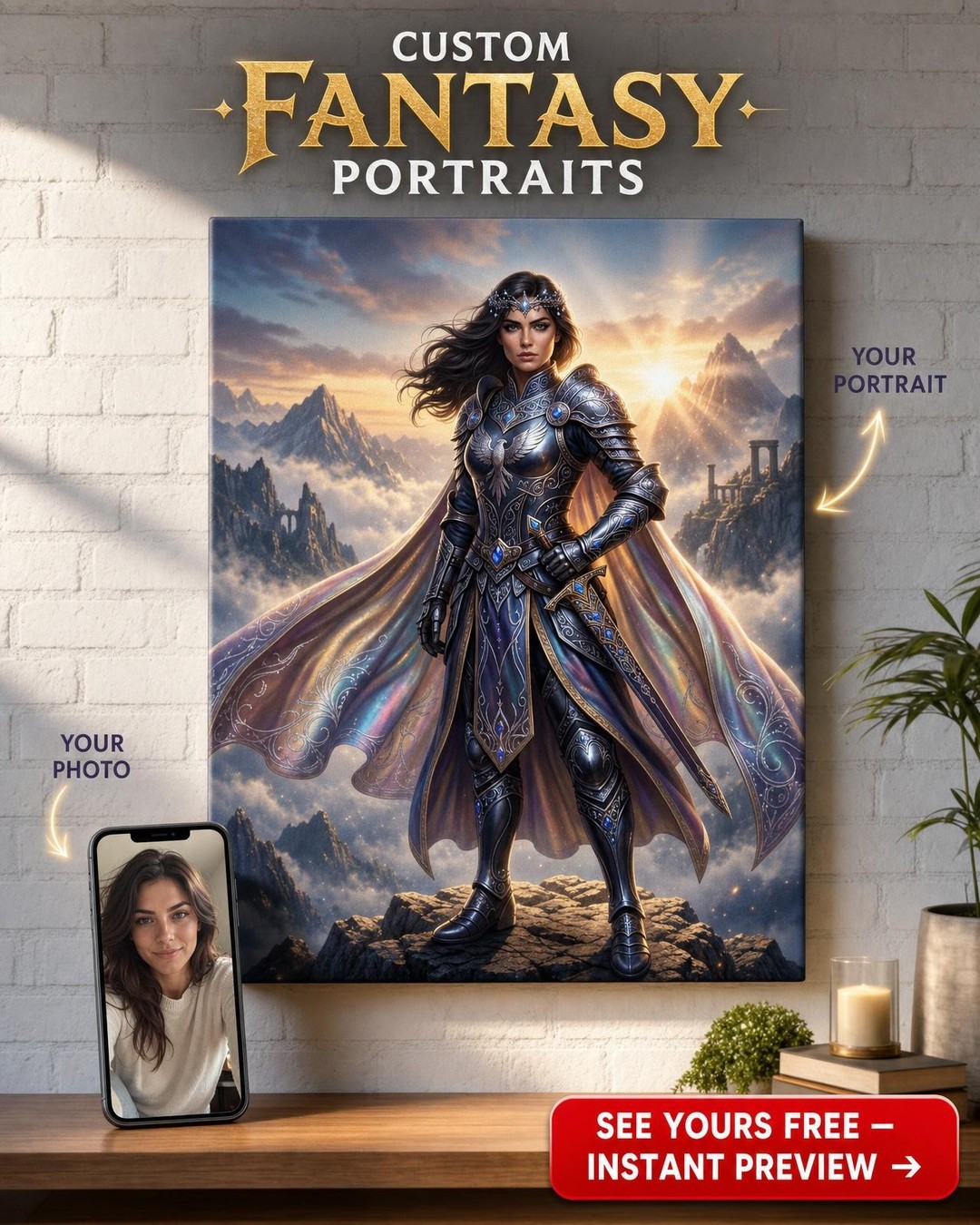 Legenda Vzestupu: Epický Fantasy Plátěný Portrét