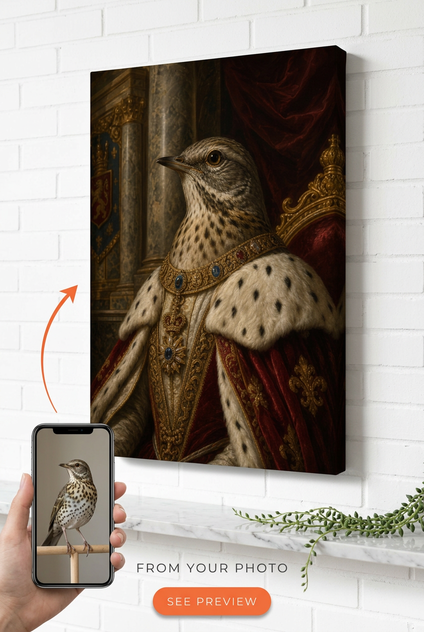 Custom Royal Cat Portrait — Regal Pet Canvas from Photo