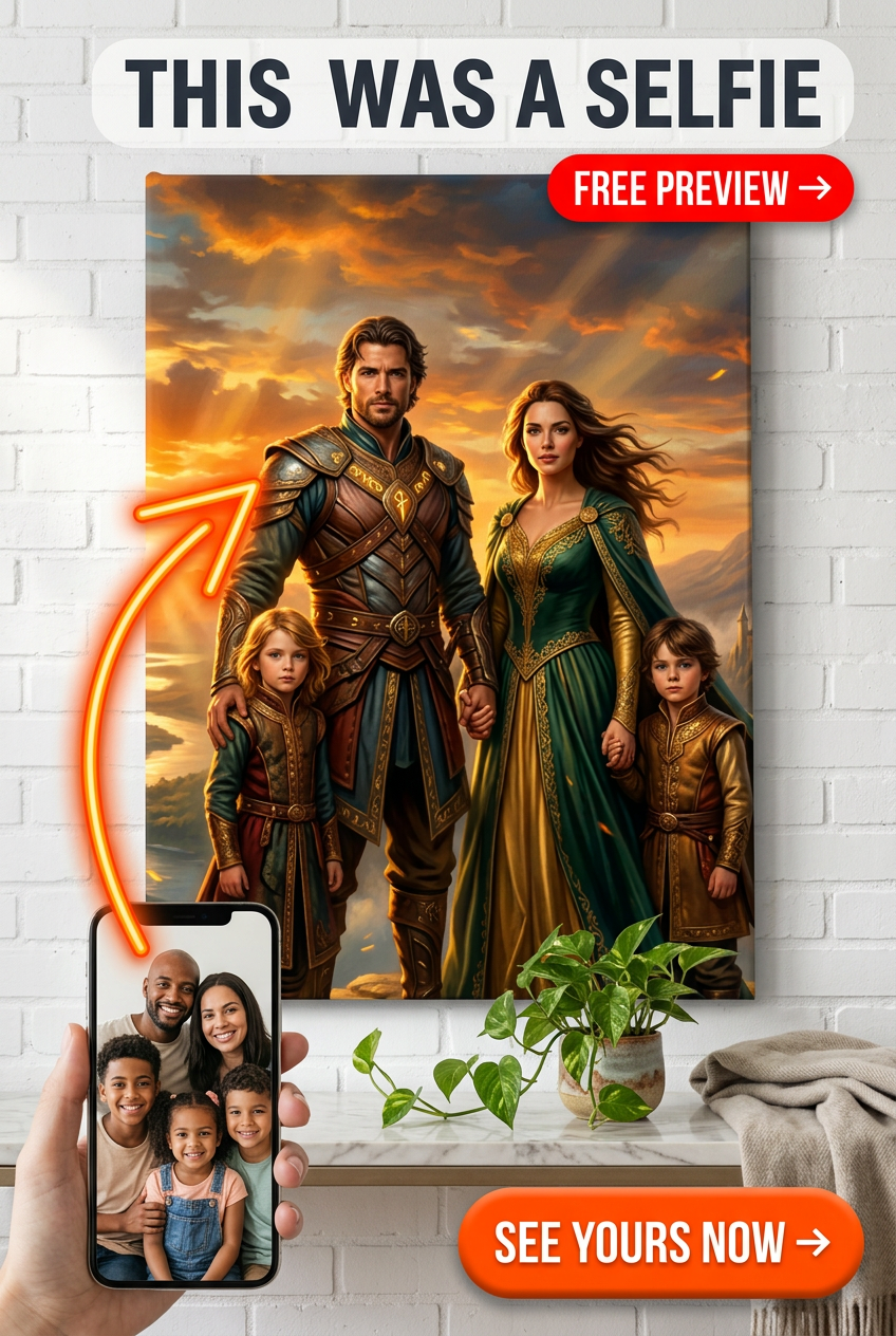 Custom Fantasy Family Portrait — Heroic Adventure Canvas
