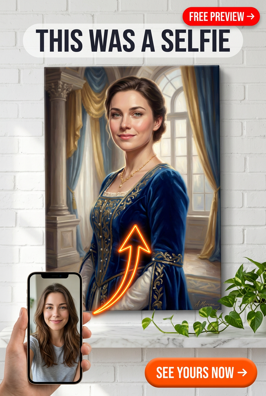 Custom Royal Woman Portrait — Regal Canvas from Photo