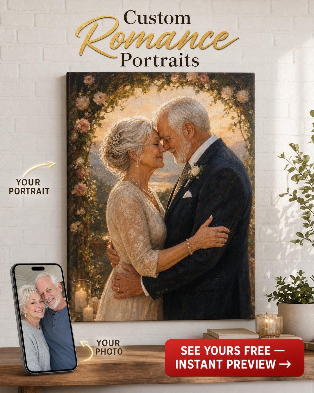 Vow Renewal Custom Portrait from Photo | Personalized Canvas Gift