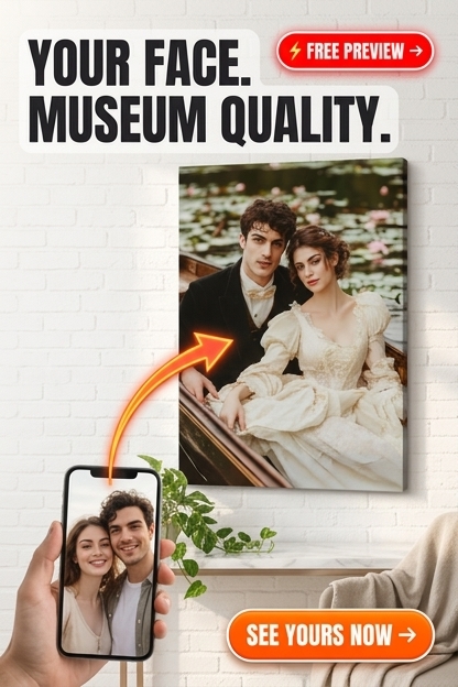 Custom Victorian Couple Portrait — Romantic Canvas from Photo